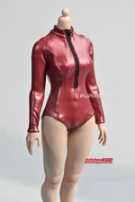 1/6 Red Tight Zippered Jumpsuit swimming suit Clothes Fit 12'' Female PH Figure