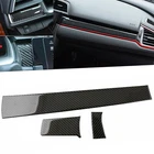 3Pcs Real Carbon Fiber Dashboard Console Panel Decal Trim Fit Honda Civic 16-21