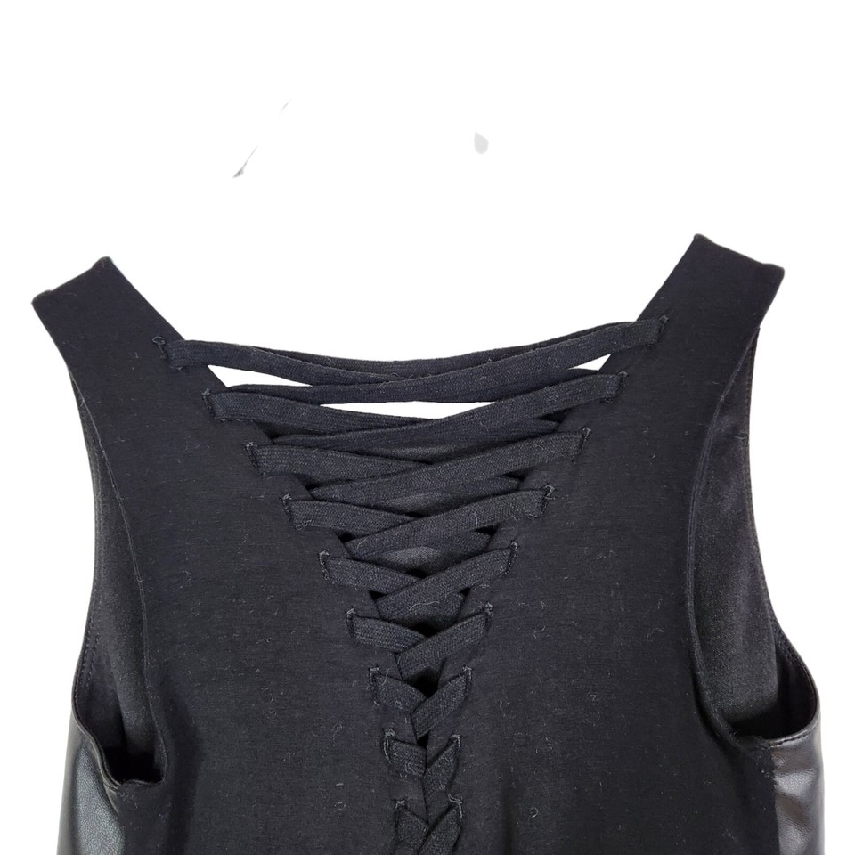 BAILEY 44 Top Womens Extra Small Black Leather Back Tank Top Shirt Lace