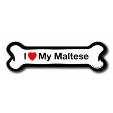 Magnet Me Up I Love My Maltese Dog Bone Car Magnet - 2x7 Dog Bone Auto Truck Dec
