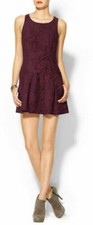 NWT Free People Chenille Zebra Drop Waist Red Mulberry Mini Dress Size 2  NEW