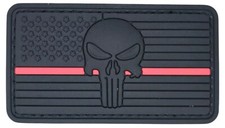 SKULL AMERICAN FLAG THIN RED LINE BLACK OPS 3D PVC HOOK FIRE FIGHTERS PATCH