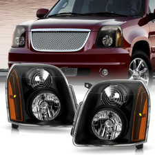 Black Headlights Assembly Pair Set For 2007-2014 GMC Yukon XL 1500 2500 Denali