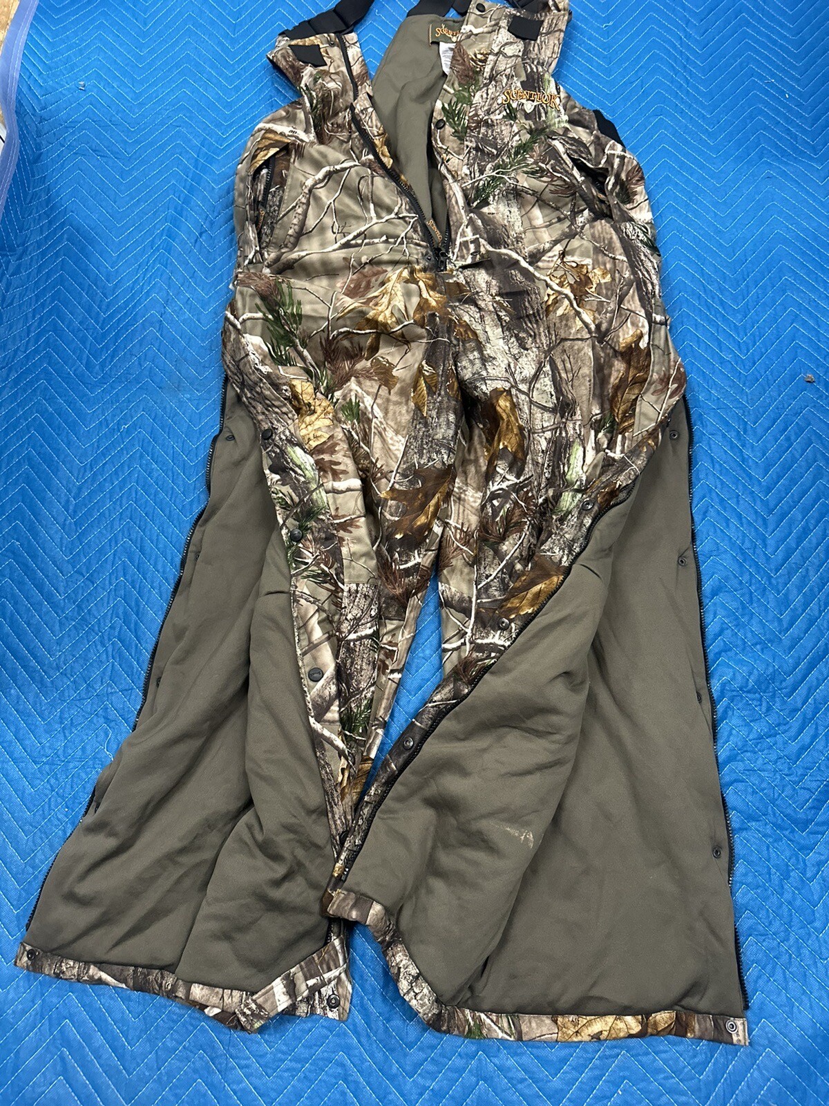 RealTree ScentLok Thunder Tek Camo Bibs Windproof Waterproof XL Carbon