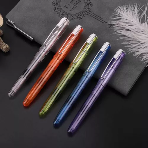 Wing Sung 3010 Transparent 5 Colorful Plastic Fountain Pen Extra Fine Nib Nib