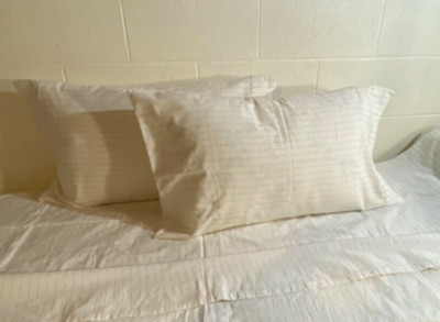 Threshold - FULL White Gray Stripes 4PC Sheet Set  Target 100% Cotton