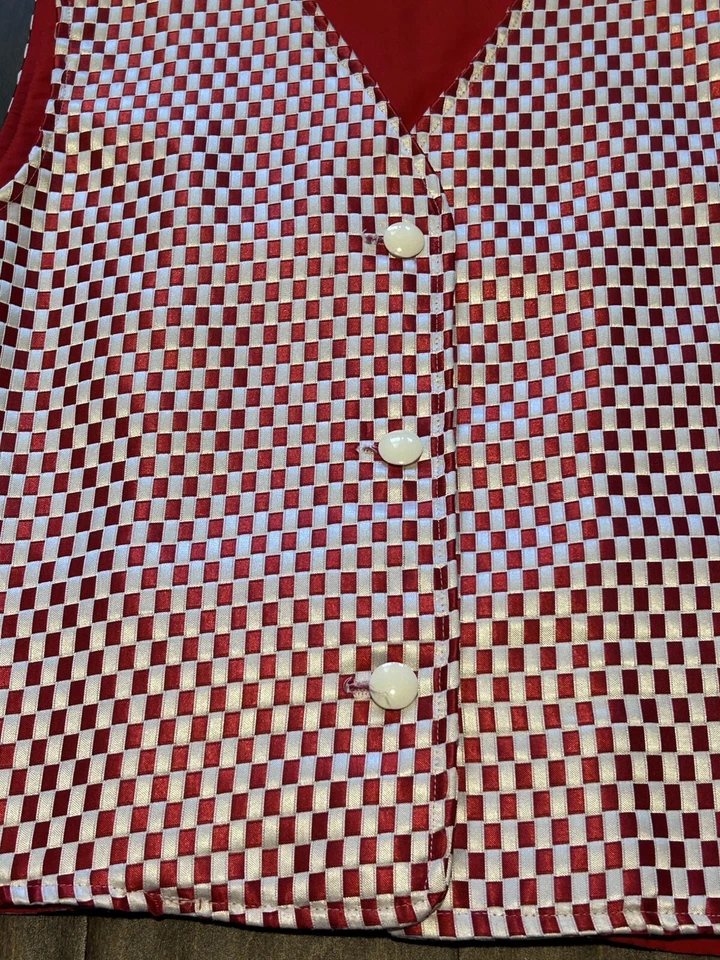 VTG USA BZ Wear Red White Woven Ribbon Christmas Valentines Prom Homecoming Vest - Image 4 of 4