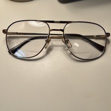 Aviator Gold Metal Eyeglasses Nice Detail Good Condition Unbranded