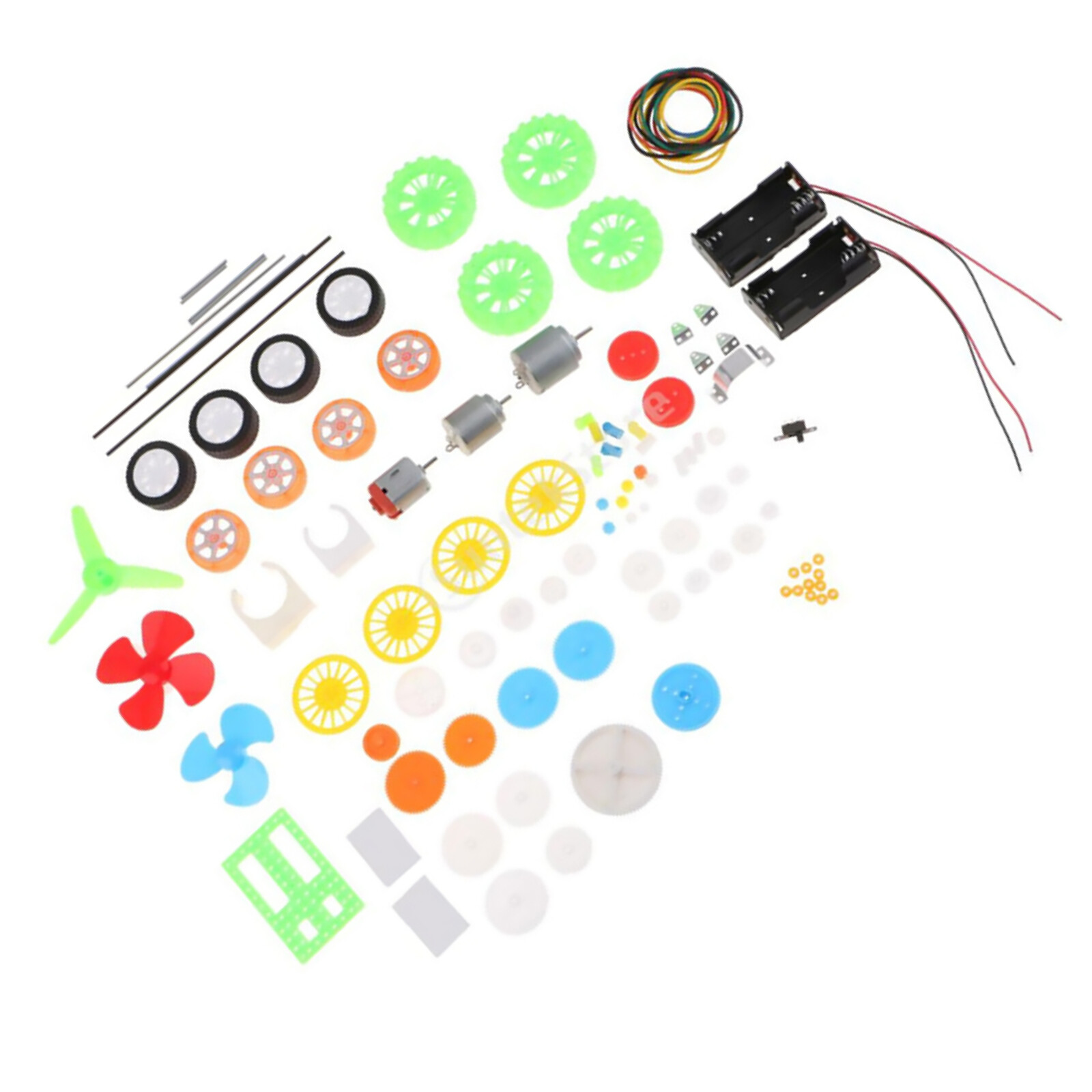 112Pcs Plastic Car Accessories Gears Motor Tires Kids Educational Toys DIY Kit e-image