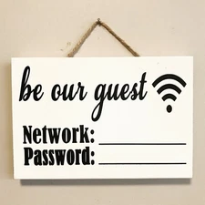 Be our guest Wi-Fi network password sign business restaurant cafe home internet