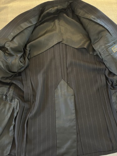 OXXFORD CLOTHES Hand Made in U.S.A Black Pinstripe Wool Suit Size 42 T $4295 - Picture 8 of 16