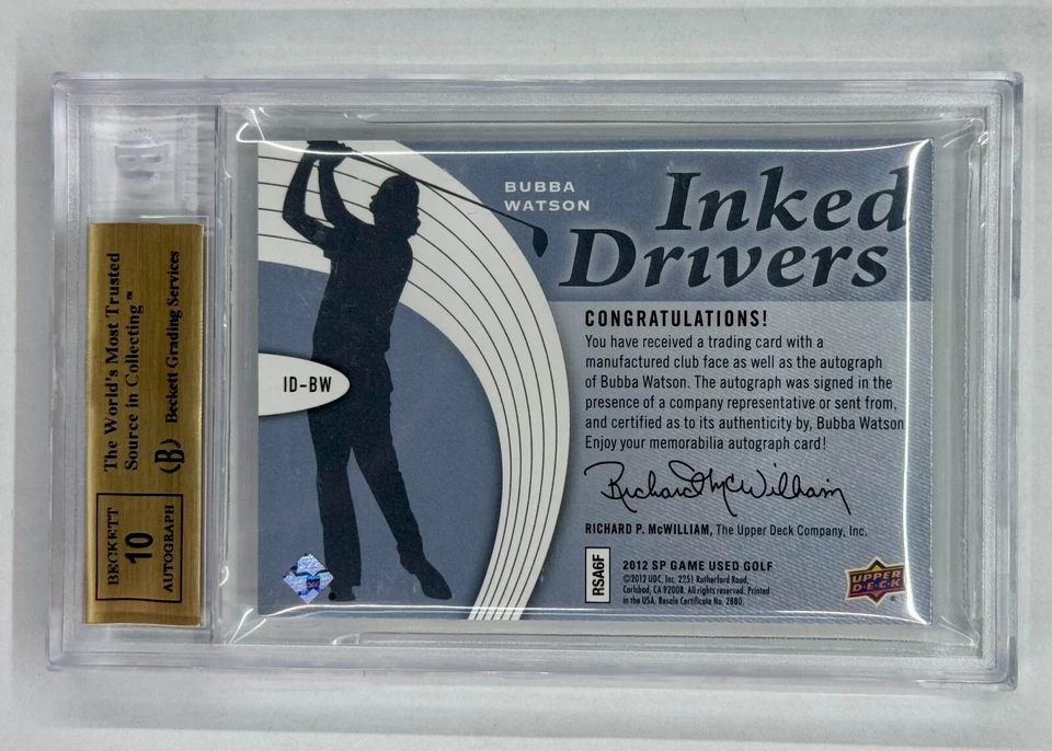 2012 UPPER DECK BUBBA WATSON SP GAME USED AUTO INKED DRIVER 2/5 BECKETT 9.5!! - Image 2 of 2