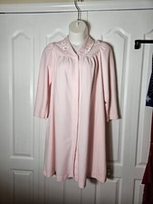 Shadowline Vintage Womens Medium Velour Pink Rose Robe House Coat Lounge