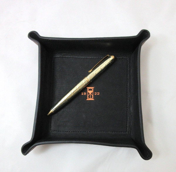 Allen Edmonds Valet Bandeja Catchall Cuero Nuevo 7" Cuadrado Moldeado Diseño América