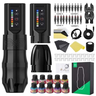 Tattoo Kit T-Rex Tattoomaschine Kit Rotary Tattoo Pen mit 20 Tattoo Box Nadeln