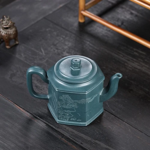 Olla de té de arcilla original de mineral real Yixing Zisha Tianqing con marca de kungfu chino - Imagen 8 de 12
