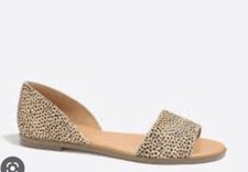J.Crew sz 8.5 Morgan leopard calf hair peep-toe flats dots shoes Versatile Jcrew