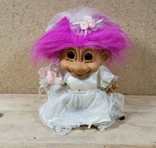 WEDDING BRIDE Veil, TROLL DOLL 7" Russ MAGENTA HAIR