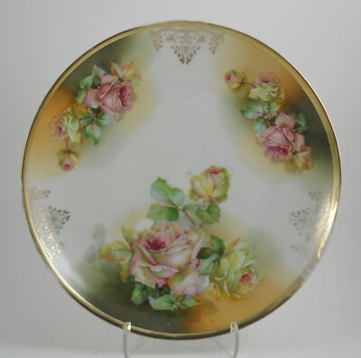 Pink Rose Pattern Plate, 9-1/2'' Carlsbad Austria