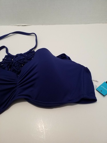 Traje de baño Ambrielle para mujer Bikini push up top con malla frontal color azul marino D nuevo con etiquetas $49 - Imagen 3 de 12