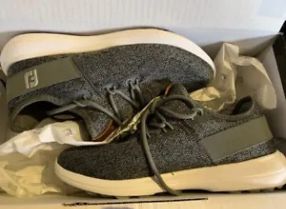 Sapato de golfe FootJoy feminino flexível 95751, preto cinza, tamanho 6.5, novo com etiquetas - Imagem 2 de 4