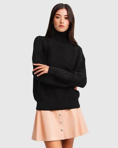 Belle & Bloom The Academy Turtleneck Jumper - Black - Size S - 第 1/6 張圖片