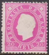 (F252-47) 1888 Macau 20R pink embossed stamp MNG (AV) 