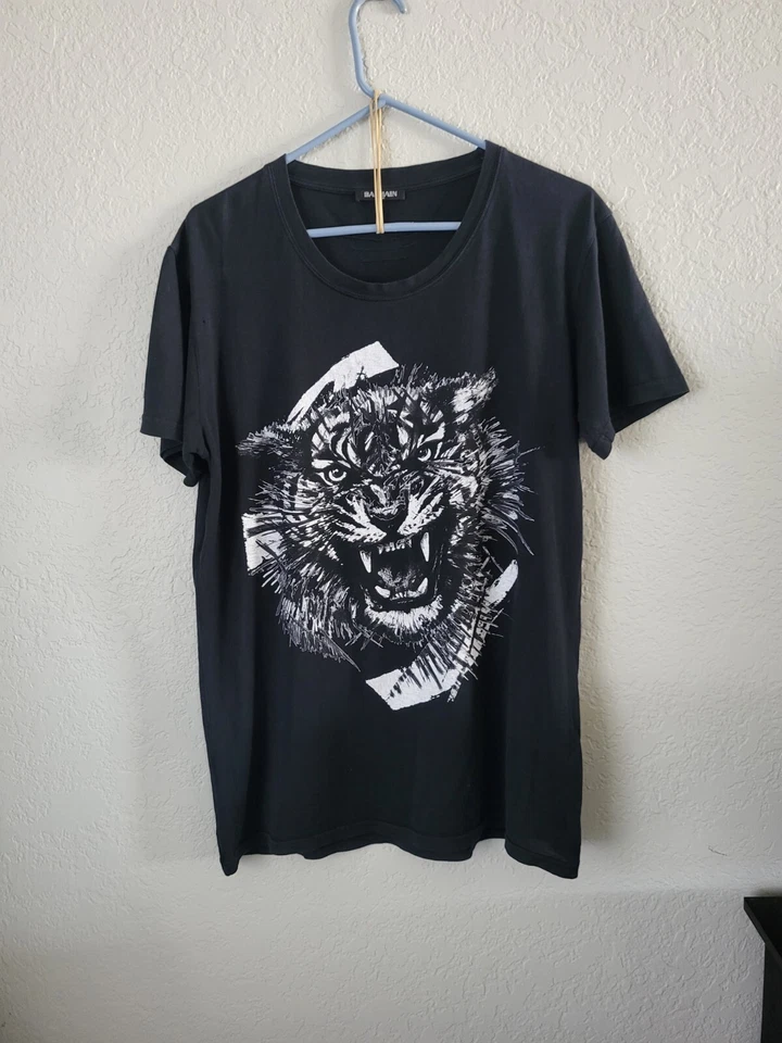 Camiseta Balmain Tiger Estampada Algodón Negro Talla S Foto 3 de 4