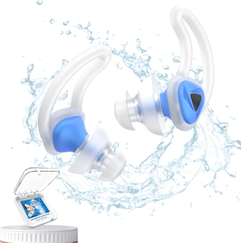 Swim Earplugs for Adults & Kids, Soft Silicone, Waterproof for Swimming & Shower