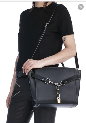 ALEXANDER WANG ATTICA CHAIN LARGE SATCHEL IN BLACK WITH RHODIUM - NWT