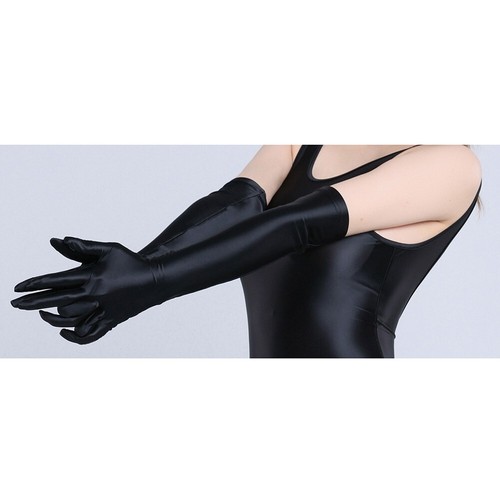 Elastic Long Gloves for Women Smooth Shiny Driving Nightclub Accessory - Picture 5 of 32