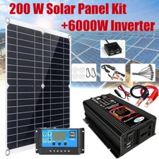 6000W Complete Solar Panel Kit with Controller & Inverter Home 110V Grid System