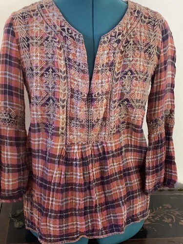 JOHNNY WAS BESTICKTE BLUSE BAUMWOLLE GRÖSSE XS