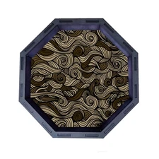 Sepia Sea Swirls Octagon Wooden Dice Tray, Rolling Tray D&D Tabletop Board Games