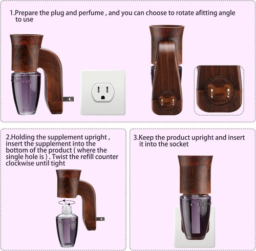 Elegant Night Light Diffuser Set - 6 Rustic Wall Fragrance Plug-ins Included - Picture 7 of 9