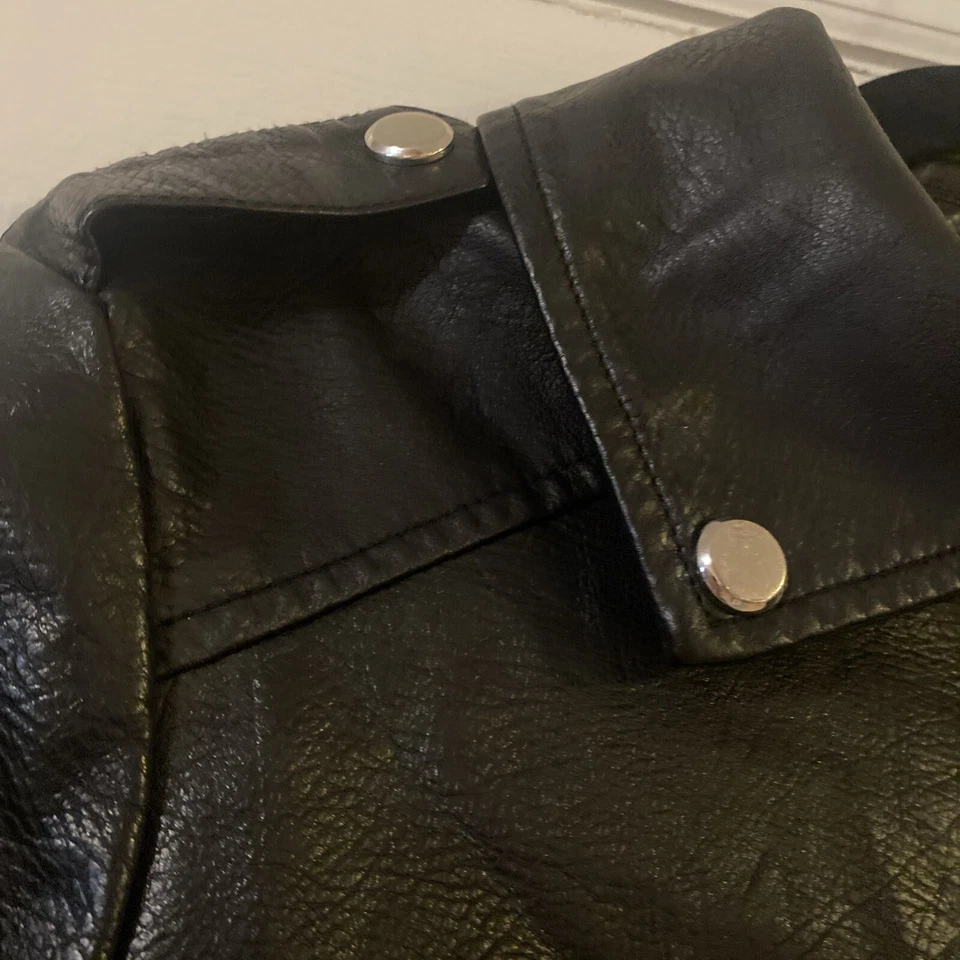 Chaqueta Steve Madden Negra Imitación Cuero Moto Forrada Pesada Talla Grande Foto 4 de 4