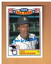 Lou Whitaker AUTOGRAPHED 1984 TOPPS ALL-STAR GLOSSY BASEBALL CARD SIGNED TIGERS