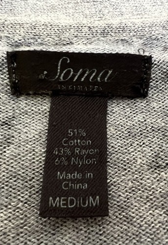 Soma Intimates Women Gray L/S Cardigan Sweater Animal Print Button Front Size M - Picture 2 of 16