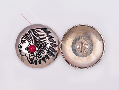 10X Indian Chief Turquoise Leathercraft Concho Clothes Connector Sewing Button - Picture 22 of 51