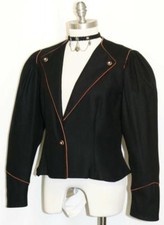 Black Wool Princess Fitted Women German Trachten Riding Dress Jacket S B38"