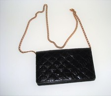 VINTAGE Saks Fifth Avenue BLACK SNAKE SKIN Bag CHAIN STRAP or CLUTCH