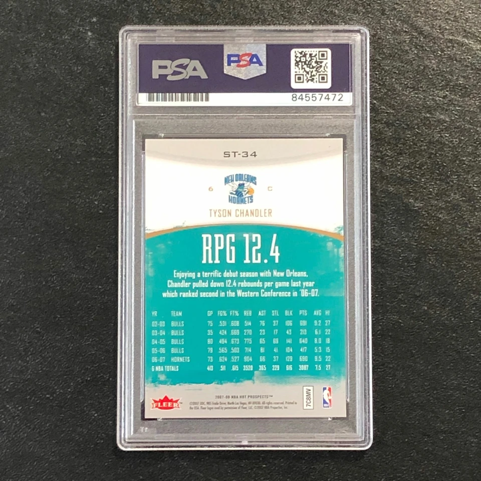 2007-08 Hot Prospects #ST-34 Tyson Chandler Signed Card AUTO 10 PSA Slabbed Horn - Image 2 of 2