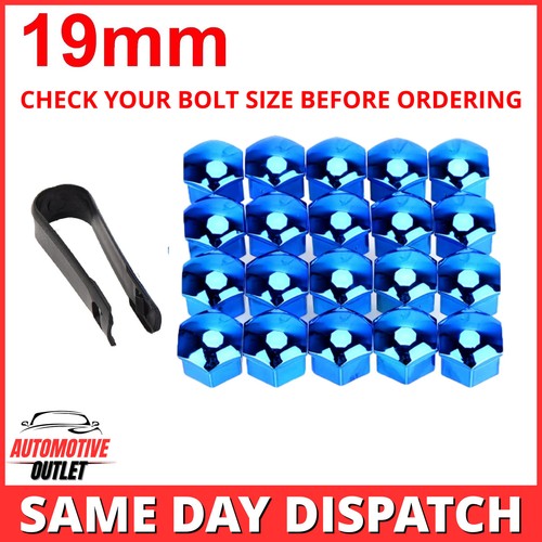 20PCS 19mm WHEEL NUT BOLT COVER CAPS, BLUE FOR AUDI VW BMW MERCEDES, UNIVERSAL