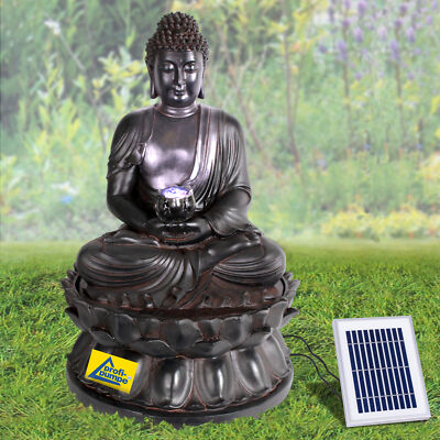 SOLAR GARTENBRUNNEN BUDDHA SPRINGBRUNNEN ZIER BRUNNEN GARTEN SOLAR WASSERSPIEL