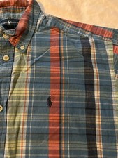 Polo Ralph Lauren Boys Plaid Button Up Short Sleeve Shirt Youth Size XL