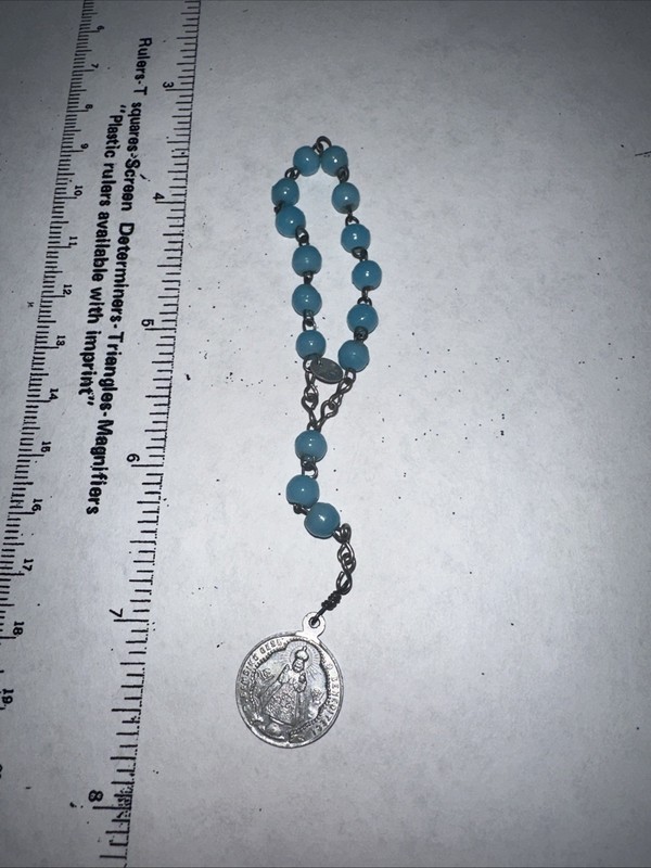 Vintage Rosary Bracelet Italy Blue Glass beads S Angelo Prega