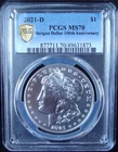 2021-D Morgan Silver Dollar - 100th Annivversary - PCGS MS 70 - Gold Shield