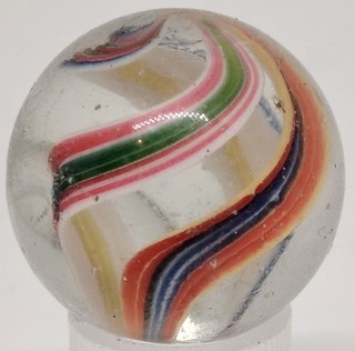 Antique Glass Marble German Swirl Handmade Rainbow Ribbons 17. 9mm