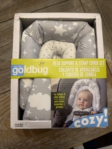 On The Go By Goldbug Duo Head Support & Strap Cover Set Baby NIB 4 Piece Set
