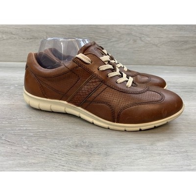 ECCO Women's Brown Leather Lace Up Sneakers Low Top Casual Comfort Shoes